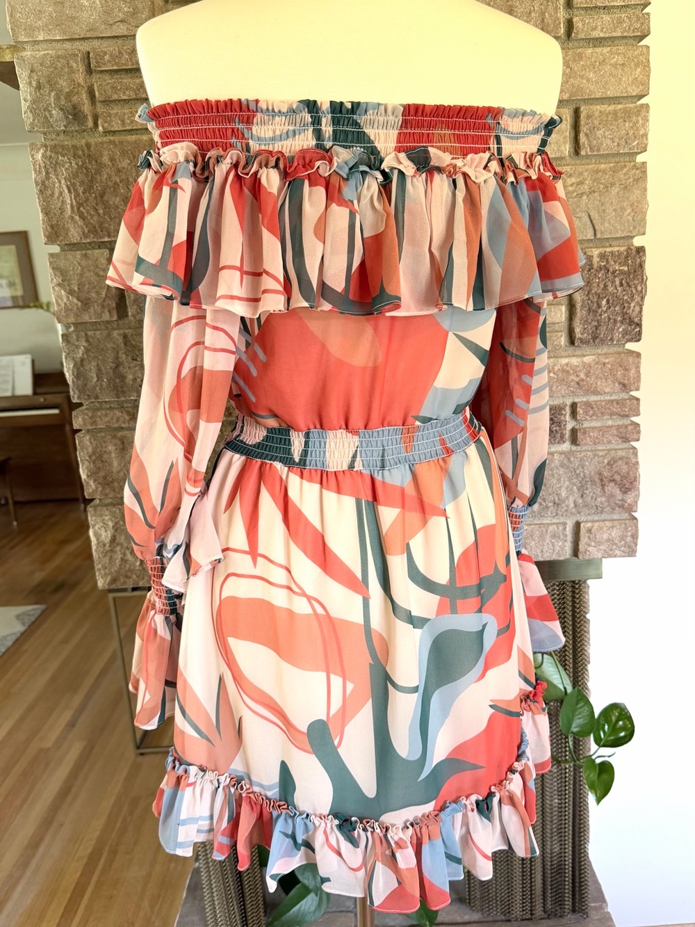 PatBO Rio off-the-shoulder Ruffle Mini Dress - Picture 6 of 7